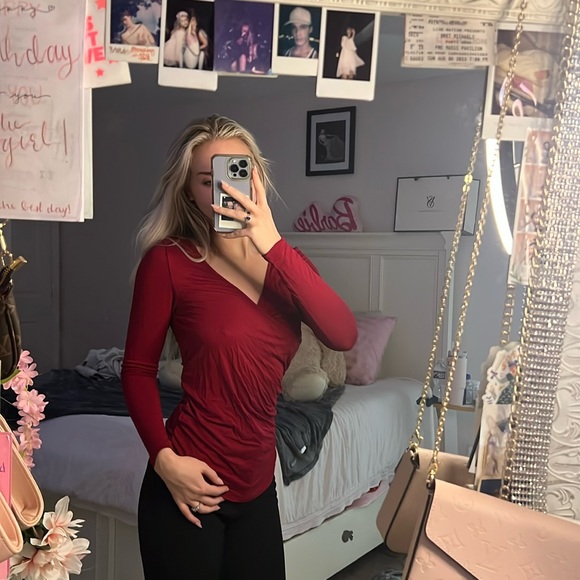 Crimson Red long sleeve blouse - Picture 1 of 3